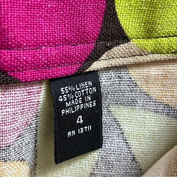 Ideology Linen Cotton blend leaf mural capris pants Sz 4 - Picture 7 of 11